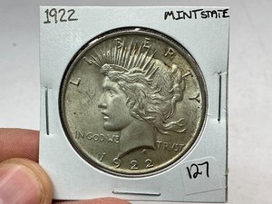 lot 127 image: 1922 Peace Silver Dollar