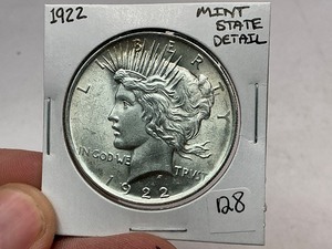 lot 128 image: 1922 Peace Silver Dollar