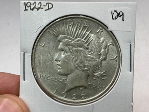 lot 129 image: 1922-D Peace Silver Dollar
