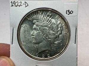 lot 130 image: 1922-D Peace Silver Dollar