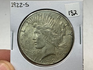 lot 132 image: 1922-S Peace Silver Dollar