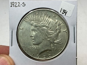 lot 134 image: 1922-S Peace Silver Dollar