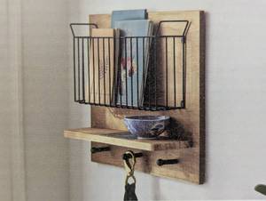 lot 99 image: 17x14 Wall Organizer BrownBlack - Wire and Wood