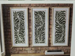 lot 92 image: (Set of 3) 12x28 Modern Seaweed Framed Arts Naturals