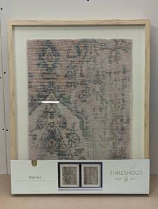 lot 93 image: (Set of 2) 24 x 30 Textured Fabric Framed Wall Art - Burlap