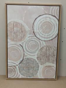 lot 54 image: 23 x 33 Neutral Woven Baskets II by Flora Kouta Framed Canvas Wall Art Print