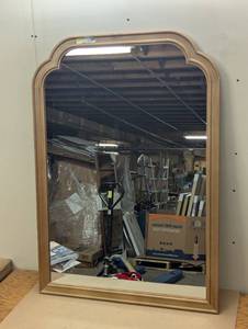 lot 57 image: 30 x 42 French Country Wall Mirror - Light Brown