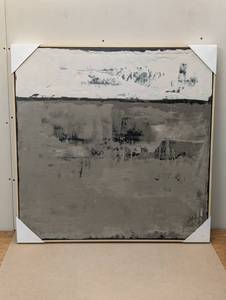 lot 49 image: 33x33 Color Block Abstract Canvas Framed Art Neutrals