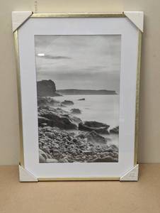 lot 32 image: 15.4 x 21.4 Matted to 11 x 17 Thin Metal Gallery Frame Brass - Project 62