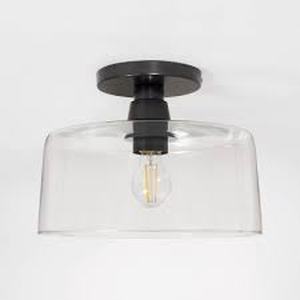 lot 86 image: Glass Semi Flushmount Ceiling Light Black