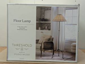 Metal Floor Lamp with Green Pleated Plaid Shade - Threshold™ designed with Studio McGee