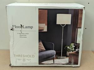 lot 6 image: Modern Ring Floor Lamp - Threshold - Brushed Nickel