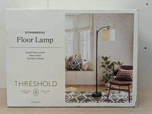 lot 13 image: Downbridge Floor Lamp with Shade BlackTan - Threshold Ambient Light, Metal Base, Linen Drum