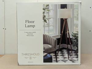 Oak Wood Tripod Floor Lamp Dark Brown - Threshold™