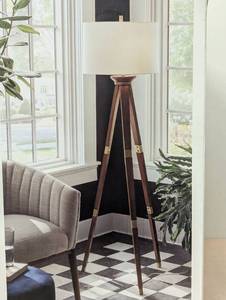 Oak Wood Tripod Floor Lamp Dark Brown - Threshold™