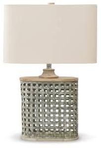 lot 26A image: Deondra Metal Table Lamp Gray Contemporary Design, Whitewash Finish