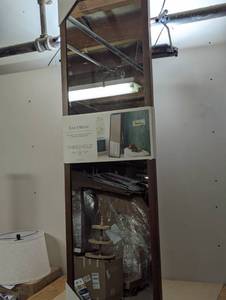 lot 124 image: 20 x 65 Wood Ladder Standing Mirror Brown - Threshold Easel Back, Full Body, Floor-Length - Cosmetic on Frame