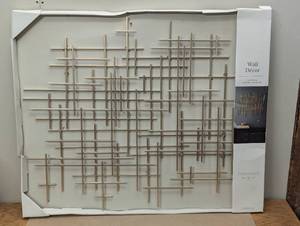 lot 126 image: 36x30 Mid-Century Metal Wall Dcor Gold - Threshold Abstract Art, HorizontalVertical Display