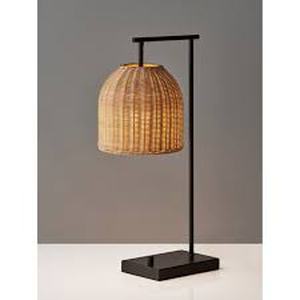 lot 106 image: Bahama Antiqued Bronze and Rattan Table Lamp Dark Bronze
