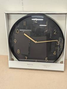 lot 163 image: 16 Luxe Wall Clock BlackBrass - Threshold Sleek Round Design for Home Decor