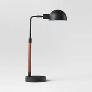 lot 91 image: Pharmacy Task Lamp with Faux Leather Wrap Black (Includes LED Light Bulb)