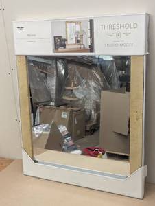 lot 160 image: 24x30 Burl Wood Wall Mirror - Threshold designed with Studio McGee