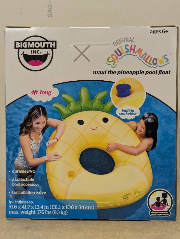 lot 311B image: BigMouth Inc X Original Squishmallows Maui The Pinapple Pool Float 4 Ft Long