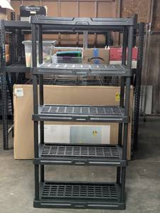 lot 7 image: 72H x 36W x 18D - 5-Tier Heavy Duty Impact-Resistant Plastic Garage Storage Shelving Unit