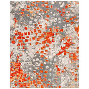 lot 17 image: SAFAVIEH Madison GrayOrange 9 ft. x 12 ft. Geometric Abstract Area Rug