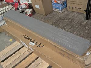 lot 29 image: 72 in. Aged Oak Wall Mounted Wood Floating Fireplace Shelves, Cap-Shelf Mantel