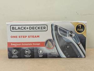 lot 64 image: BLACKDECKER Steam Iron Retractable Cord Gray 1200W Nonstick Soleplate, Anti-Drip, Vertical Steam, Comfort-Grip Handle