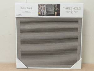 lot 66 image: 14x 14 Wood Letterboard Gray - Threshold MDF Message Board with 181 Characters, Wall Sign Panel