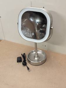 lot 71 image: Conair Halo LED Double Sided 1x10x Vanity Mirror 360° Rotation USB Rechargeable