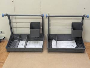 lot 72 image: Set of 2 - POLDER Under Sink Storage Caddy GRAY Kitchen Bathroom Organizer 16.75x10.5