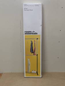 lot 49 image: Adjustable Double Rod Garment Rack Black - Room Essentials55lb Capacity