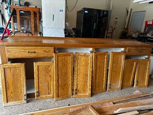 lot 107 image: Used Wooden Kitchen Cabinet Set with Countertop