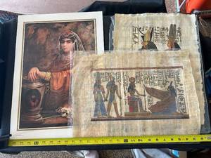 lot 108 image: Collection of Egyptian Papyrus Paintings and Portrait Artwork