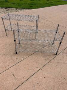 lot 111 image: Set of 3 Metal Wire Shelving Units for Storage