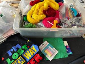 lot 112 image: Assorted Celebration Party Supplies with Novelty T-Shirt