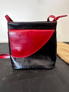 lot 125 image: Black and Red Leather Crossbody Bag with Strap