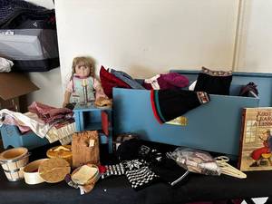 lot 130 image: Vintage Pleasant Company American Girl Kirsten Doll with American Girl Trunk, Accessories and Furniture