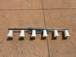 lot 133 image: Five-Light Wall Mount Fixture with Frosted Glass Shades
