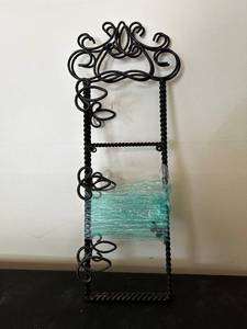 lot 135 image: Wrought Iron Wine Rack Holder with Ornate Design
