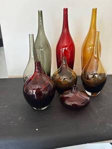 lot 141 image: Set of 8 IKEA Decorative Glass Vases in Various Colors