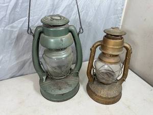lot 53 image: 2 Antique Oil Lanterns