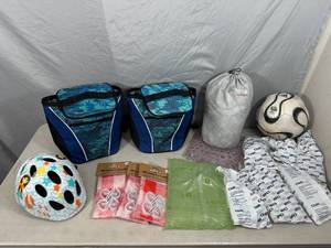 lot 64 image: New Backpack Coolers, Chill Paks, Soccer Ball, Tablecovers, FroggToggs XL Rain Suit