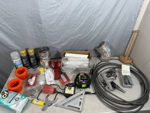 lot 113 image: Assorted Hardware, Long Cable Lock, Tools, and More