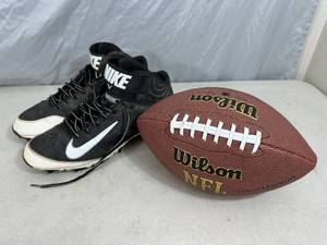 lot 114 image: Nike Huarache Cleats and Foot Ball
