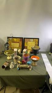 lot 22 image: Collection of Decorative Plaques, Candle Holders and Pottery Bowls