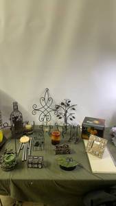 lot 34 image: Collection of Metal Candle Holders and Decorative Items